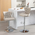 Swivel Pu Barstools Adjusatble Seat Height From 25 33 Inch, Modern Upholstered Chrome Base Bar Stools With Backs Comfortable Tufted For Home Pub And Kitchen Island,Olive Green, Sw1844Bg Beige Dining Room American Design Foam Pu Leather