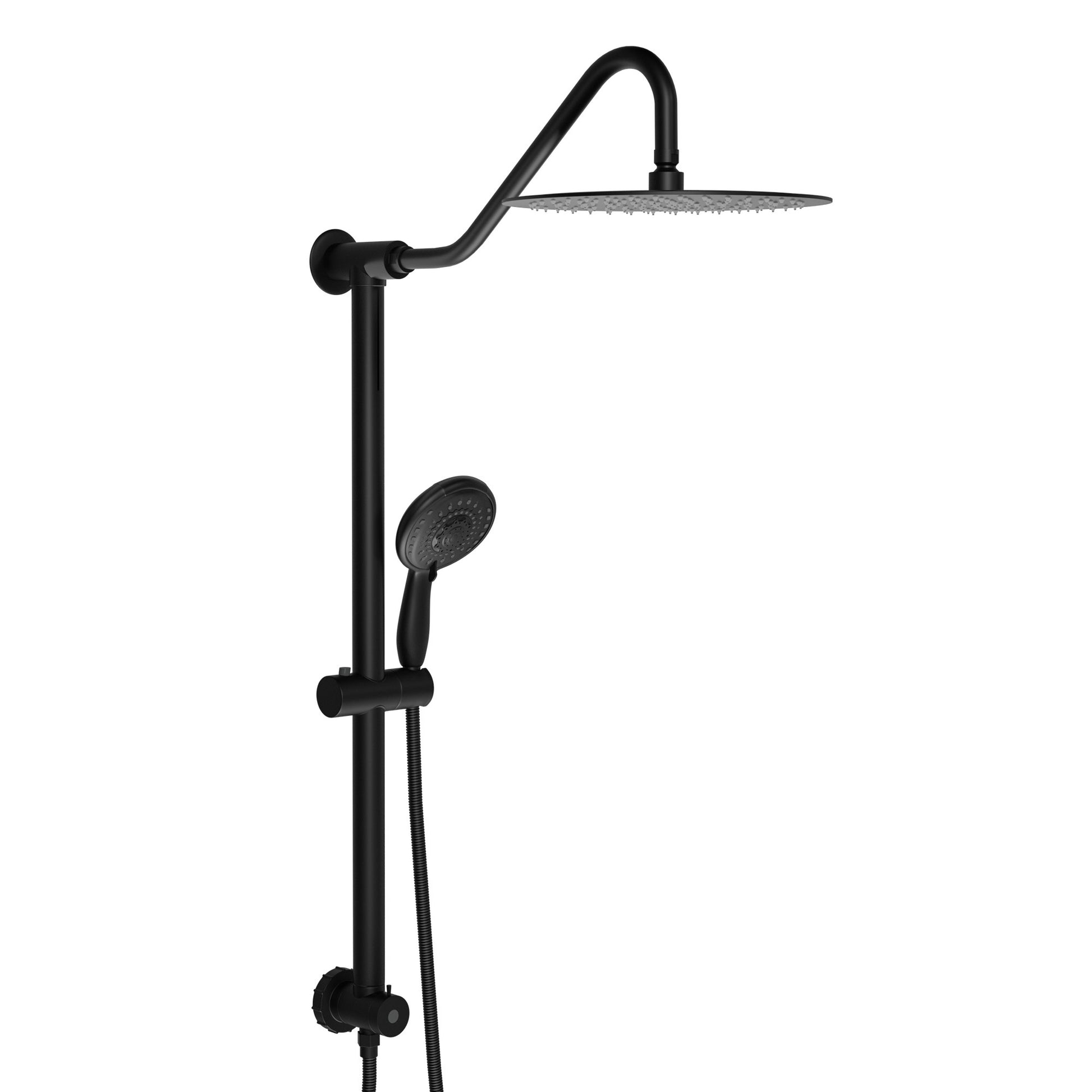 10 Inch Shower System With 5 Function Rain Hand Shower, 26.3" Slide Bar Shower Head Combo, Matte Black Matte Black Metal