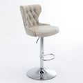 Swivel Pu Barstools Adjusatble Seat Height From 25 33 Inch, Modern Upholstered Chrome Base Bar Stools With Backs Comfortable Tufted For Home Pub And Kitchen Island,Olive Green, Sw1844Bg Beige Dining Room American Design Foam Pu Leather
