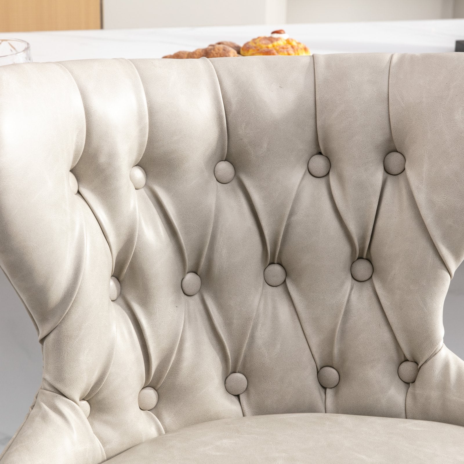 Swivel Pu Barstools Adjusatble Seat Height From 25 33 Inch, Modern Upholstered Chrome Base Bar Stools With Backs Comfortable Tufted For Home Pub And Kitchen Island,Olive Green, Sw1844Bg Beige Dining Room American Design Foam Pu Leather