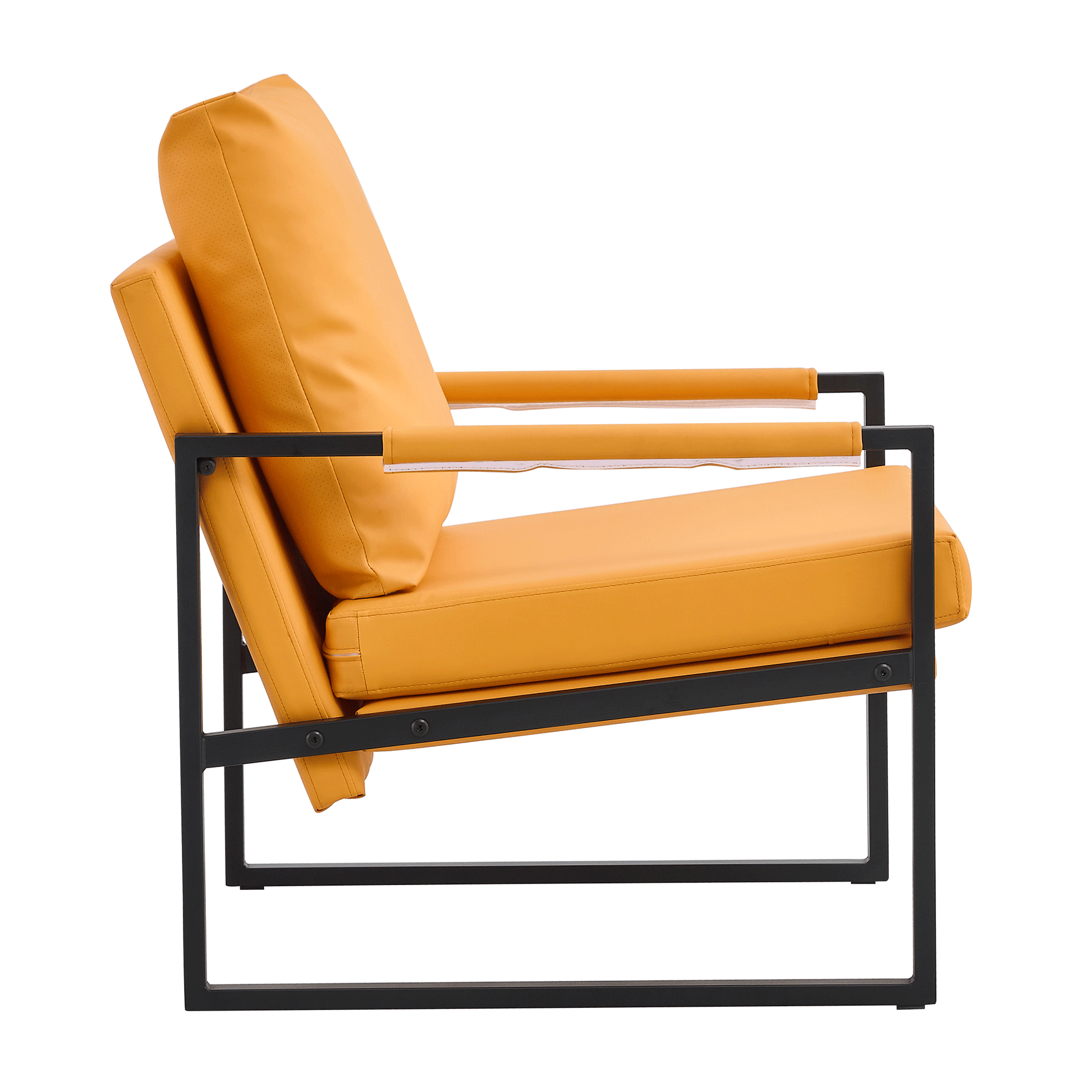 Pu Leather Accent Arm Chair Mid Century Upholstered Armchair With Metal Frame Extra Thick Padded Backrest And Seat Cushion Sofa Chairs For Living Room Orange Pu Leather Metal Frame Foam Sf 008 Orange Pu