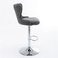 Swivel Pu Barstools Adjusatble Seat Height From 25 33 Inch, Modern Upholstered Chrome Base Bar Stools With Backs Comfortable Tufted For Home Pub And Kitchen Island,Olive Green, Sw1844Gy Gray Dining Room American Design Foam Pu Leather