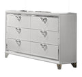 Prism Modern Style 6 Drawer Dresser With Mirror Accent & V Shape Handles In White Silver Bedroom Modern Wood