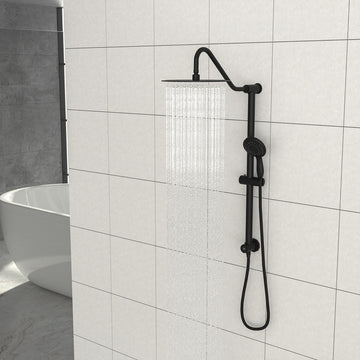 10 Inch Shower System With 5 Function Rain Hand Shower, 26.3" Slide Bar Shower Head Combo, Matte Black Matte Black Metal