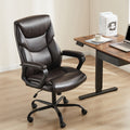Sweetcrispy Home Office Chair Ergonomic Pu Leather Desk Chair With Armrests Gray Pu Leather