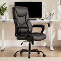 Sweetcrispy Home Office Chair Ergonomic Pu Leather Desk Chair With Armrests Black Pu Leather