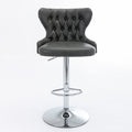 Swivel Pu Barstools Adjusatble Seat Height From 25 33 Inch, Modern Upholstered Chrome Base Bar Stools With Backs Comfortable Tufted For Home Pub And Kitchen Island,Olive Green, Sw1844Gy Gray Dining Room American Design Foam Pu Leather