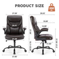 Sweetcrispy Executive Office Pu Leather Desk Chair High Back Flip Up Armrest Adjustable Ergonomic Home Office Chair Brown Pu Leather