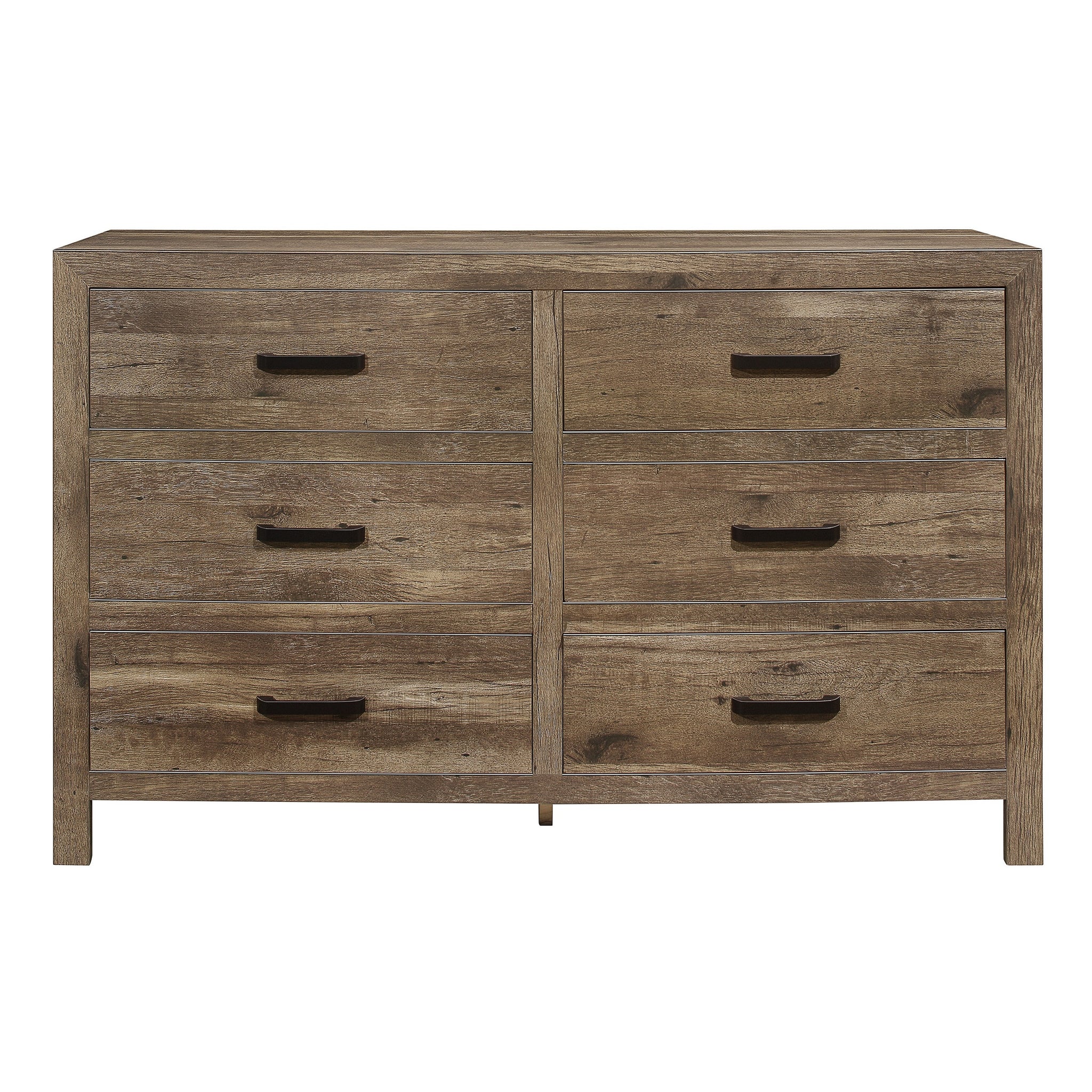 Rustic Style Dresser W 6 Storage Drawers Weathered Pine Finish Wooden Bedroom Furniture Old Pine Bedroom Classic,Transitional Wood