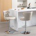Swivel Pu Barstools Adjusatble Seat Height From 25 33 Inch, Modern Upholstered Chrome Base Bar Stools With Backs Comfortable Tufted For Home Pub And Kitchen Island,Olive Green, Sw1844Bg Beige Dining Room American Design Foam Pu Leather