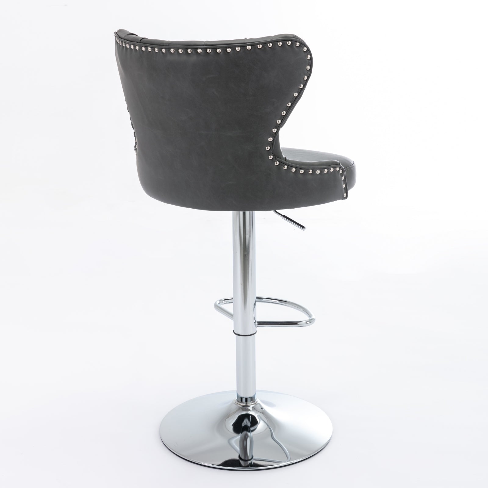 Swivel Pu Barstools Adjusatble Seat Height From 25 33 Inch, Modern Upholstered Chrome Base Bar Stools With Backs Comfortable Tufted For Home Pub And Kitchen Island,Olive Green, Sw1844Gy Gray Dining Room American Design Foam Pu Leather
