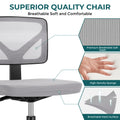 Sweetcrispy Armless Desk Chair Small Home Office Chair With Lumbar Support Gray Nylon Mesh