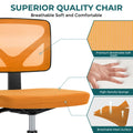 Sweetcrispy Armless Desk Chair Small Home Office Chair With Lumbar Support Orange Nylon Mesh