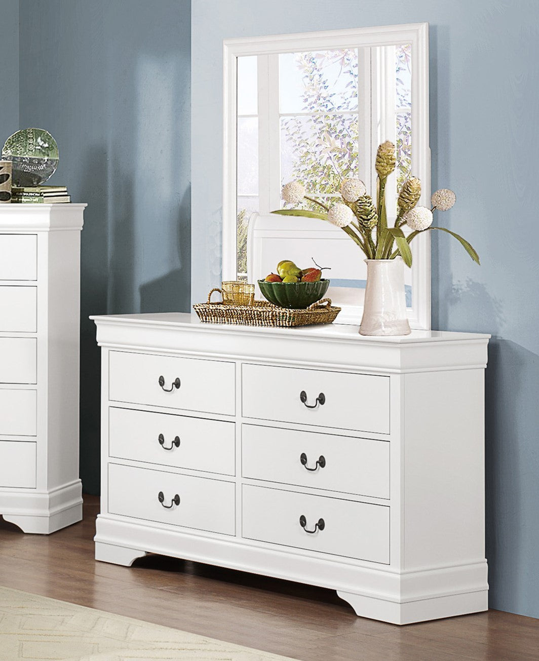 Traditional White Dresser Louis Phillippe Style Antique Drop Handles Classic Bedroom Furniture White Bedroom Classic,Traditional Wood