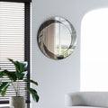 24 Inch Wall Mounted Silver Decorative Round Wall Mirror For Home, Living Room, Bedroom, Entryway Silver Grey Mdf Glass