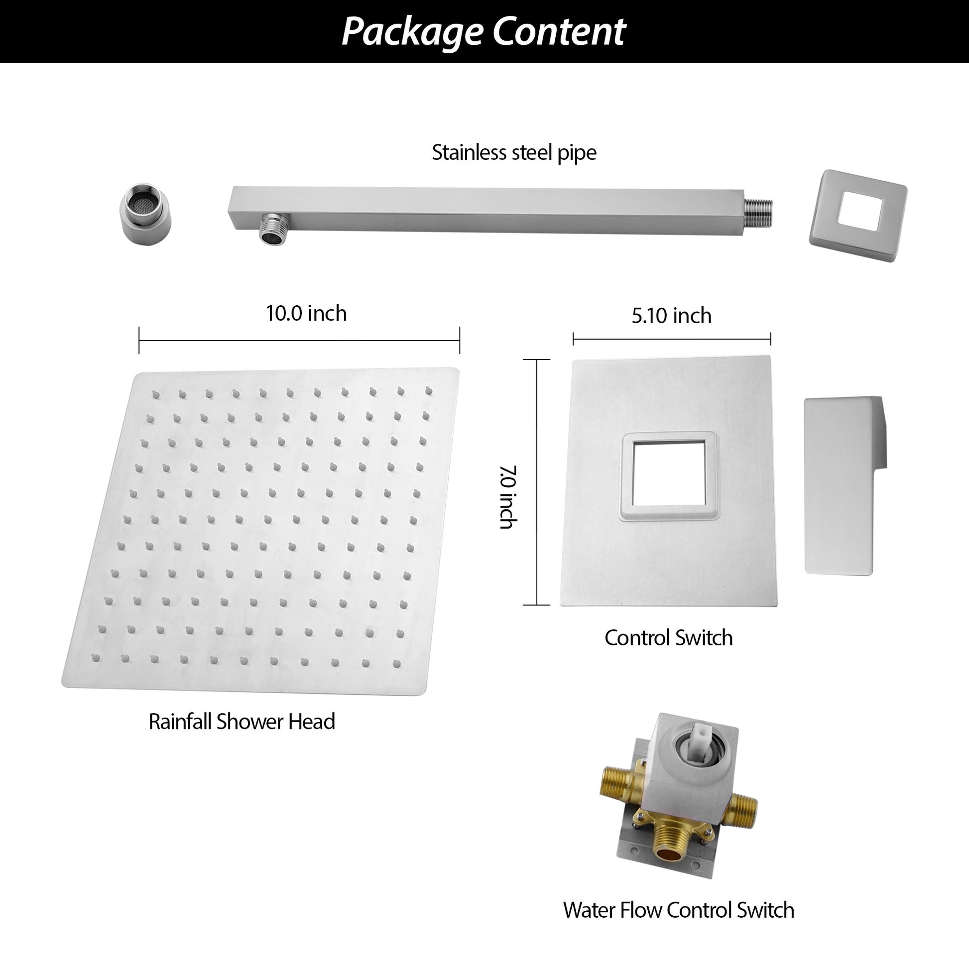 Shower Faucet Set,Shower System With 10 Inch Rainfall Shower Head And Shower Valve, Brushed Nickel Brushed Nickel Stainless Steel