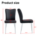 Modern Minimalist Dining Chairs, Black Pu Leather Curved Backrest And Seat Cushions, Electroplated Metal Chair Legs, Suitable For Restaurants, Bedrooms, And Living Rooms. A Set Of 4 Chairs.008 Black Pu