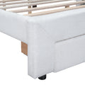 Teddy Fleece Queen Size Upholstered Platform Bed With Nightstand, White White Fleece