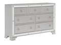 Glamorous Silver Finish Dresser 1Pc 7 Drawers Beveled Mirror Trim Modern Bedroom Furniture Silver Glam,Modern Wood