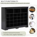 Sleek Design 24 Shoe Cubby Console, Modern Shoe Cabinet With Curved Base, Versatile Sideboard With High Quality For Hallway, Bedroom, Living Room, Black Freestanding Black Primary Living Space Particle Board