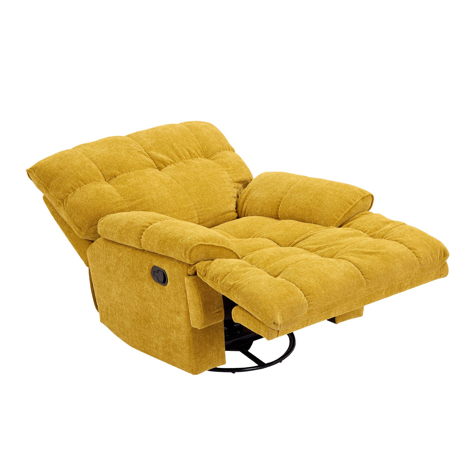 Ergonomic Glider 360 Degree Swivel Chair, Overstuffed Manual Rocking Recliner For Living Room Yellow Yellow Polyester 1 Seat