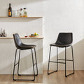 Sweetcrispy Leather 30 Inch Leather Counter Height Bar Stools Bar Stools Set Of 2 Black Pu