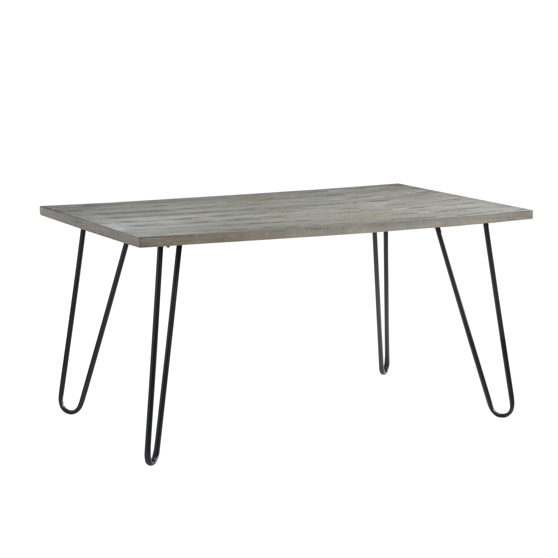 Modern Sleek Design Dining Table 1Pc Light Gray Wooden Top Black Finish Metal Legs Dining Furniture Light Gray Dining Room Modern,Ultra Modern Wood Hairpin