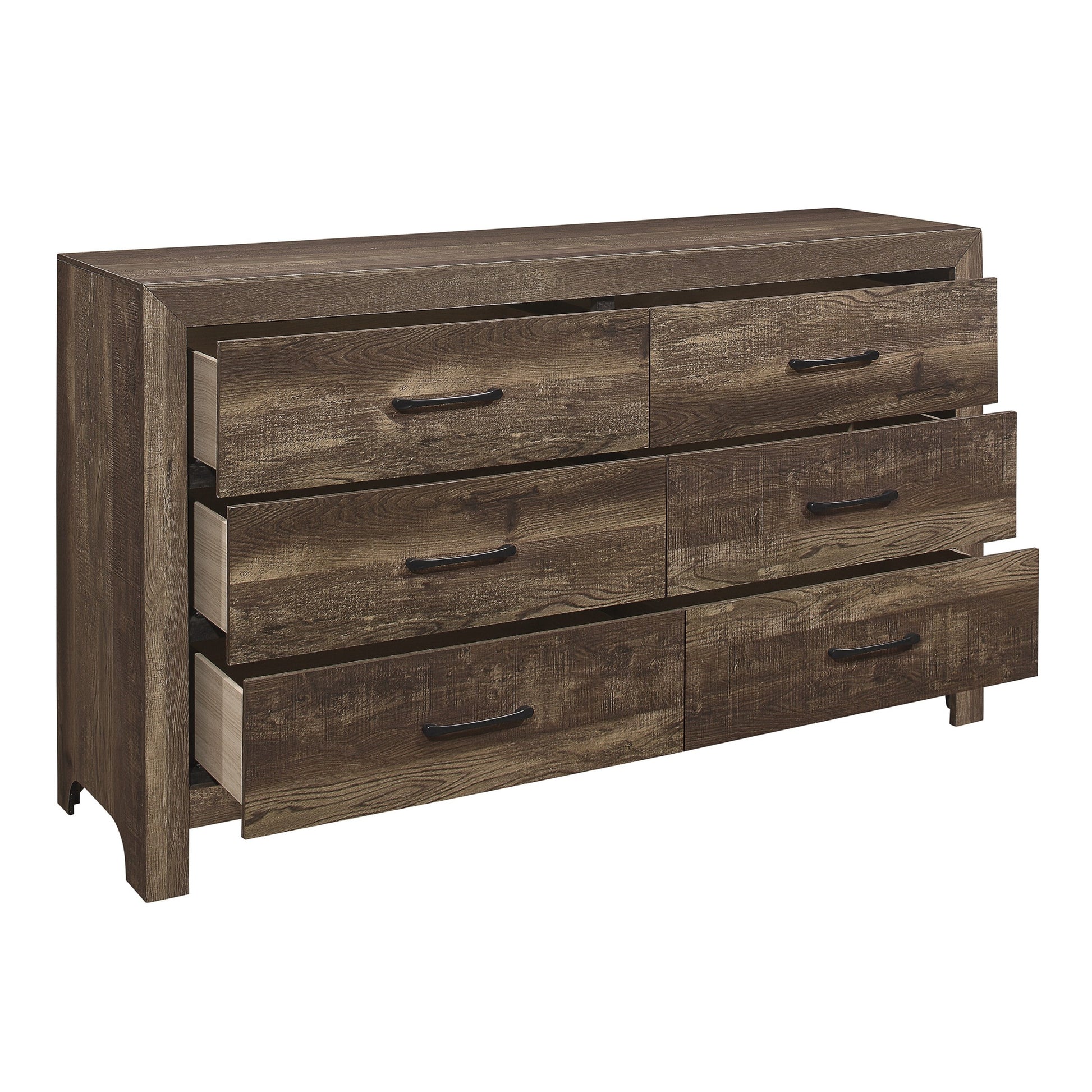 Rustic Brown Finish 1Pc Dresser Black Handles Wooden Funiture Rustic Style Brown Mix Bedroom Rustic Wood