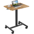 Sweetcrispy Small Mobile Rolling Standing Desk Rolling Desk Laptop Computer Cart For Home Rustic Brown Metal & Wood