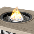 3 In 1 Coffee Table With Ice Bucket And Fire Pit Beige Beige Aluminium