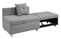 4 In 1 Convertible Sofas & Couches, Single Extendable Sofa With 6 Position Adjustable Back, Sofa Bed With 2 Pillows, Gray Gray Linen Armless Wood Fabric 1 Seat