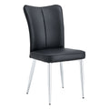 Modern Minimalist Dining Chairs, Black Pu Leather Curved Backrest And Seat Cushions, Electroplated Metal Chair Legs, Suitable For Restaurants, Bedrooms, And Living Rooms. A Set Of 4 Chairs.008 Black Pu