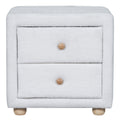 Teddy Fleece Nightstand With 2 Drawers, White White Mdf
