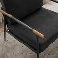 Leisure Lounge Chair Arm Chair With Metal Frame, Upholstered Side Chair Comfy Sitting Chair For Living Room, Black Chenille Black Chenille