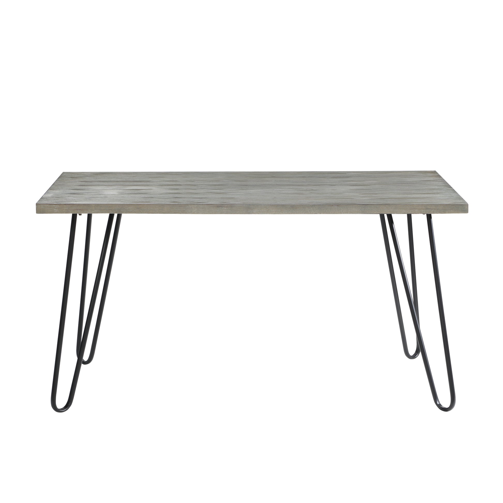 Modern Sleek Design Dining Table 1Pc Light Gray Wooden Top Black Finish Metal Legs Dining Furniture Light Gray Dining Room Modern,Ultra Modern Wood Hairpin