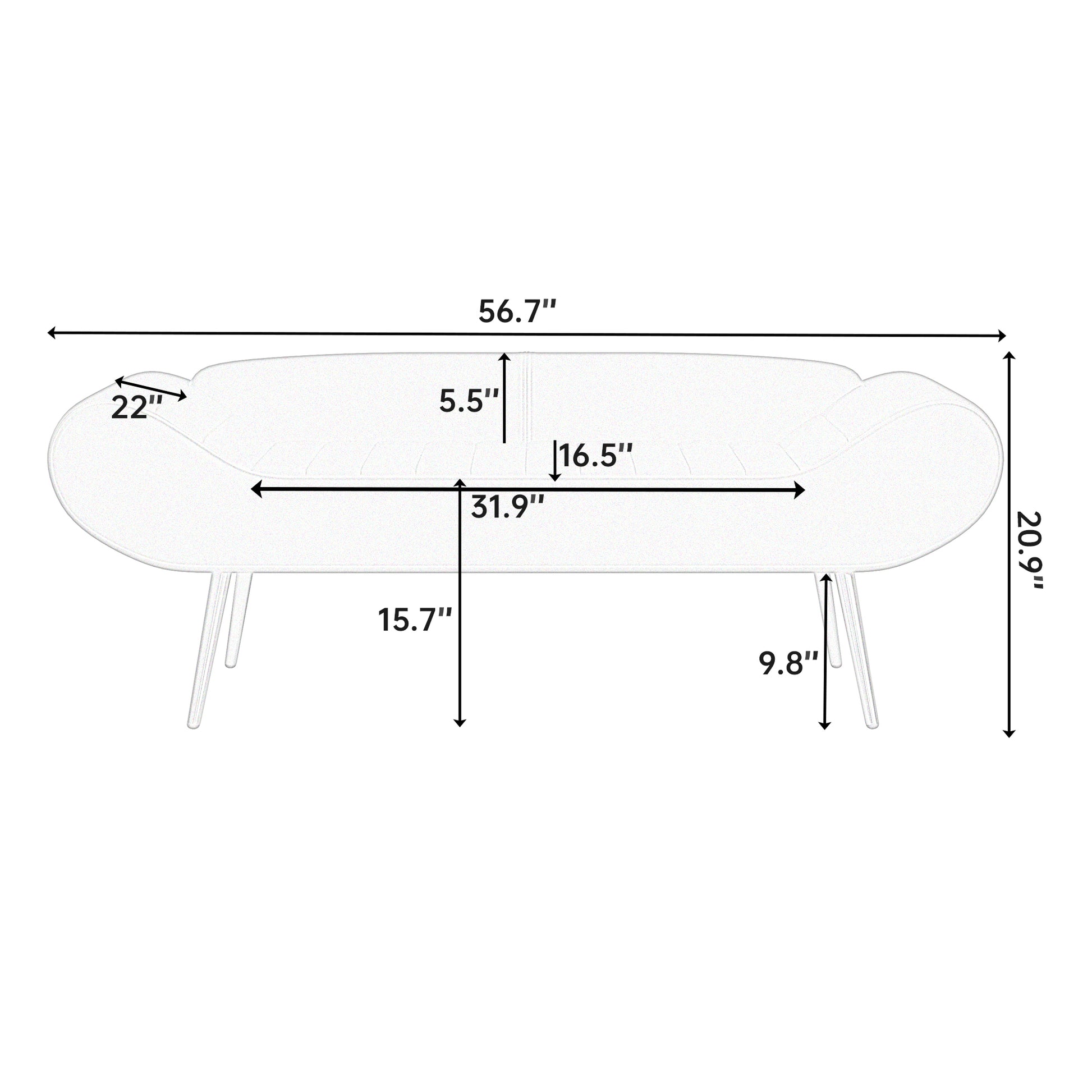 57 Inch Sofa Stool Pvc Fabric Can Be Placed In The Bed Circumference Can Also Be Placed In The Porch Black Polyester Blend