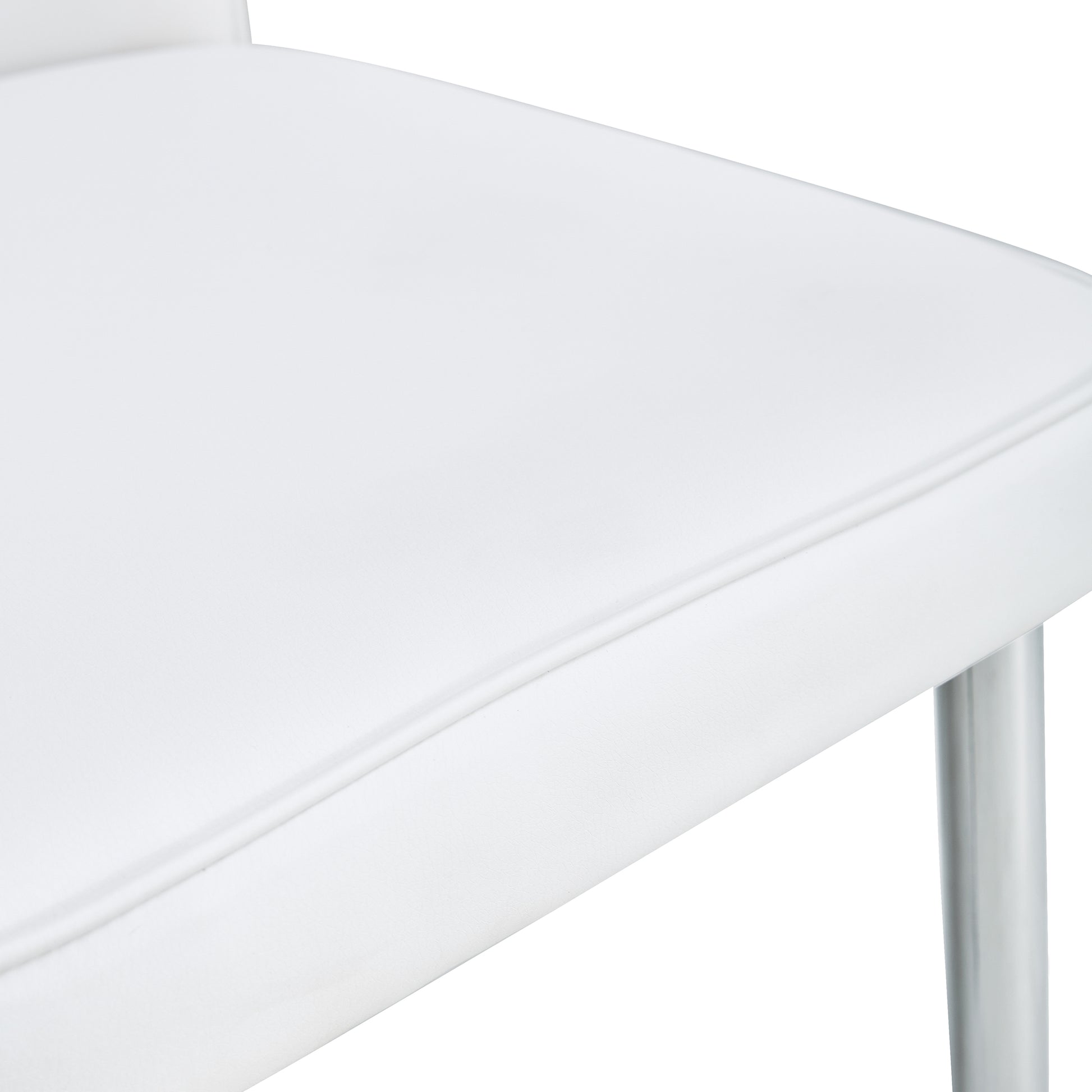 Modern Minimalist Dining Chairs, Office Chairs. 4 Piece Set Of White Pu Seats With Silver Metal Legs. Suitable For Restaurants, Living Rooms, And Offices. C 008 White Pu