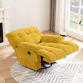 Ergonomic Glider 360 Degree Swivel Chair, Overstuffed Manual Rocking Recliner For Living Room Yellow Yellow Polyester 1 Seat