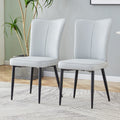 Modern Minimalist Dining Chairs And Office Chairs. 2 Piece Set Of Light Gray Pu Seats With Black Metal Legs. Suitable For Restaurants, Living Rooms, And Offices. C 008 Light Gray Pu