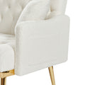Cream White Teddy Fabric 2 Seater Sofa Cream White Engineered Wood