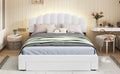 Teddy Fleece Queen Size Upholstered Platform Bed With Drawer, White White Fleece