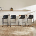Sweetcrispy Leather 30 Inch Leather Counter Height Bar Stools Bar Stools Set Of 2 Black Pu