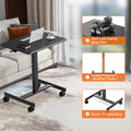 Sweetcrispy Small Mobile Rolling Standing Desk Rolling Desk Laptop Computer Cart For Home Black Metal & Wood