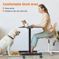 Sweetcrispy Small Mobile Rolling Standing Desk Rolling Desk Laptop Computer Cart For Home Black Metal & Wood