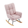 Pink Teddy Fabric Rocking Chair Pink Metal