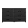 Contemporary Design Black Dresser 1Pc 6X Drawers Faux Leather Upholstery Plywood Engineered Wood Black Bedroom Contemporary,Modern Wood