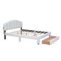 Teddy Fleece Queen Size Upholstered Platform Bed With Nightstand, White White Fleece