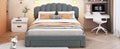 Teddy Fleece Queen Size Upholstered Platform Bed With Drawer, Gray Gray Fleece