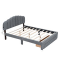 Teddy Fleece Queen Size Upholstered Platform Bed With Drawer, Gray Gray Fleece