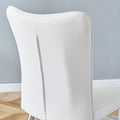 Modern Minimalist Dining Chairs, Office Chairs. 4 Piece Set Of White Pu Seats With Silver Metal Legs. Suitable For Restaurants, Living Rooms, And Offices. C 008 White Pu